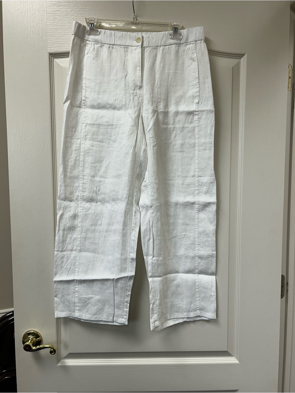 Eileen Fisher White Wide Leg Linen Pants